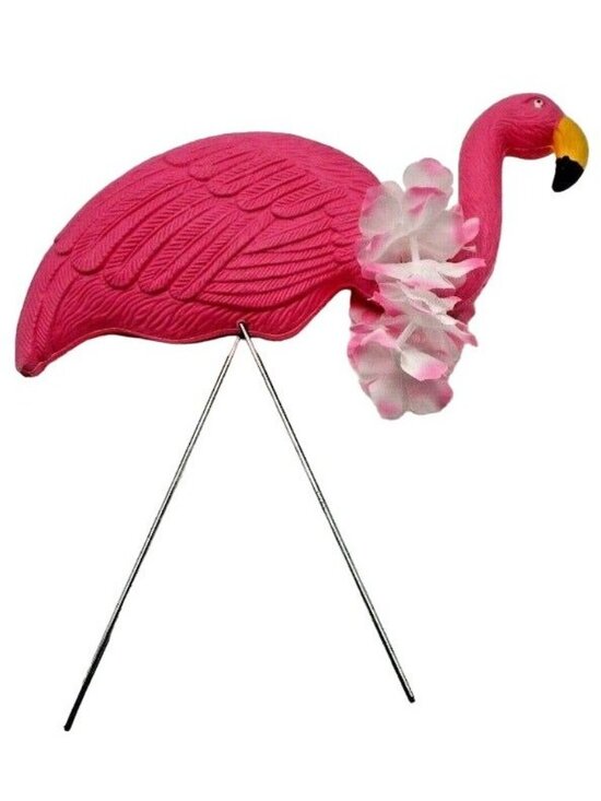 unbranded Other - Pink Flamingo Lawn Art Lei Ornament Statue Yard Stake Tropical Beach Party Luau
